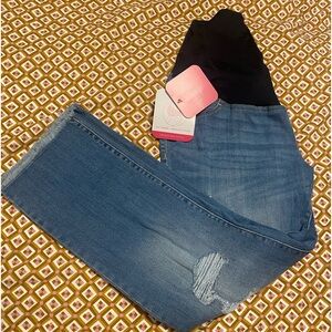 Maternity jeans with crossover panel